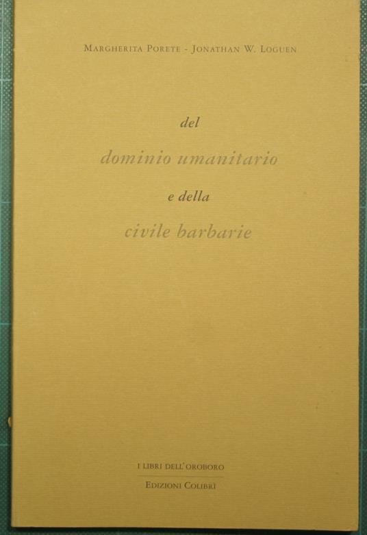 Del dominio umanitario e della civile barbarie - copertina