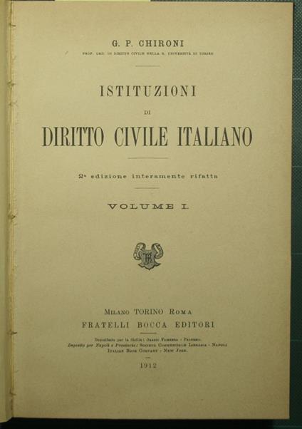 Istituzioni di Diritto Civile italiano - copertina