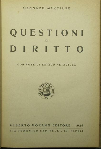 Questioni di diritto - Gennaro Marciano - copertina