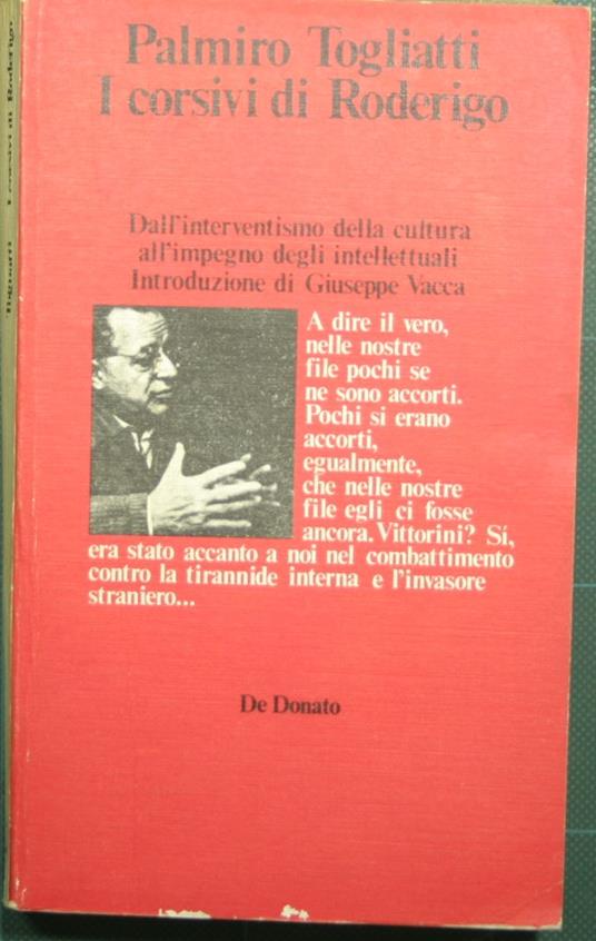 I corsivi di Roderigo - Interventi politico-culturali dal 1944 al 1964 - Palmiro Togliatti - copertina