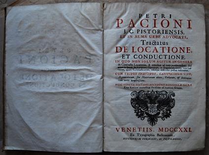 Tractatus De Locatione Et Conductione. In Quo Non Solum Agitur In Genere De Contractu Locationis - copertina