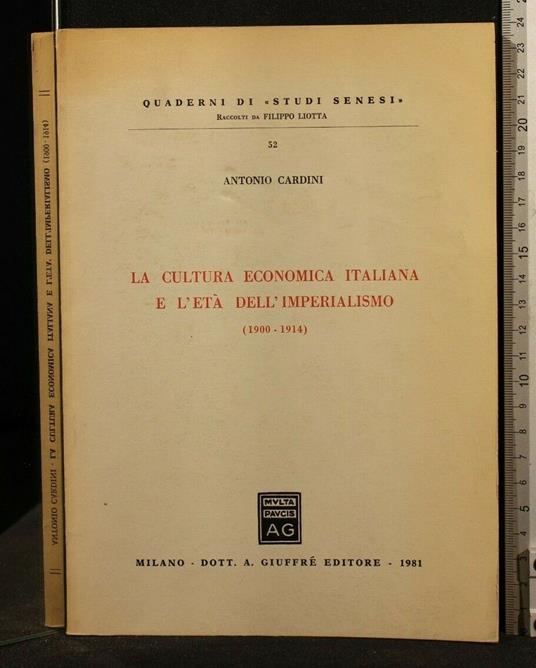 La Cultura Economica Italiana e L'Età Dell'Imperialismo - Franco Cardini - copertina