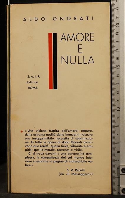 Amore e Nulla - Aldo Onorati - copertina