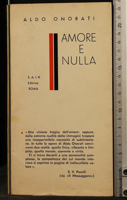 Amore e Nulla - Aldo Onorati - copertina