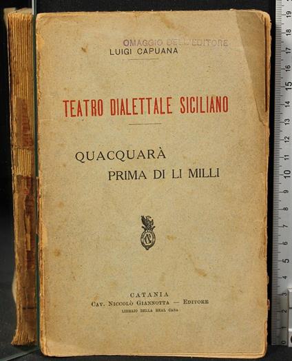 Teatro Dialettale Siciliano - Luigi Capuana - copertina