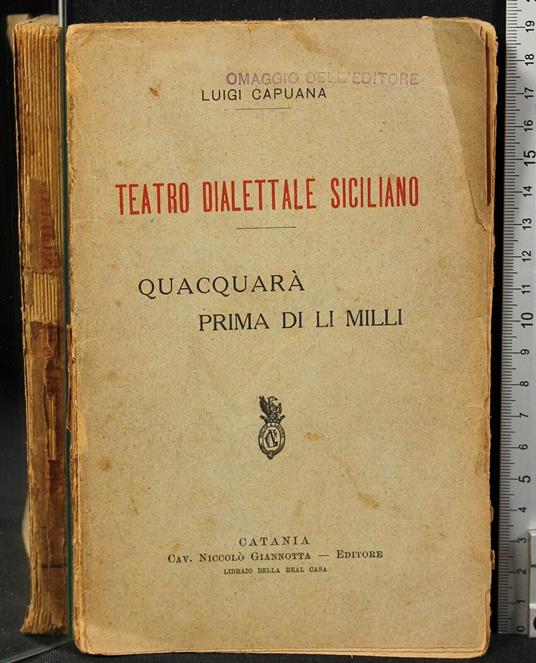 Teatro Dialettale Siciliano - Luigi Capuana - copertina
