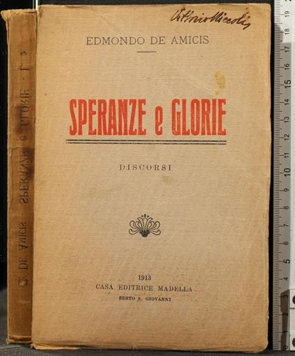 Speranze e Glorie - Edmondo De Amicis - copertina