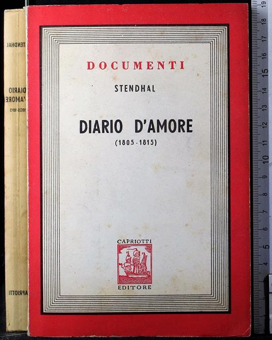 Diario d'amore 1805-1815 - Stendhal - copertina