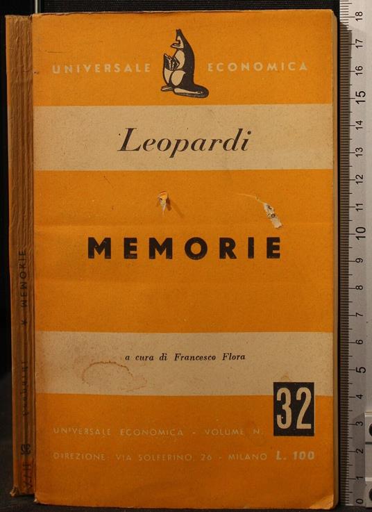 Memorie - Giacomo Leopardi - copertina