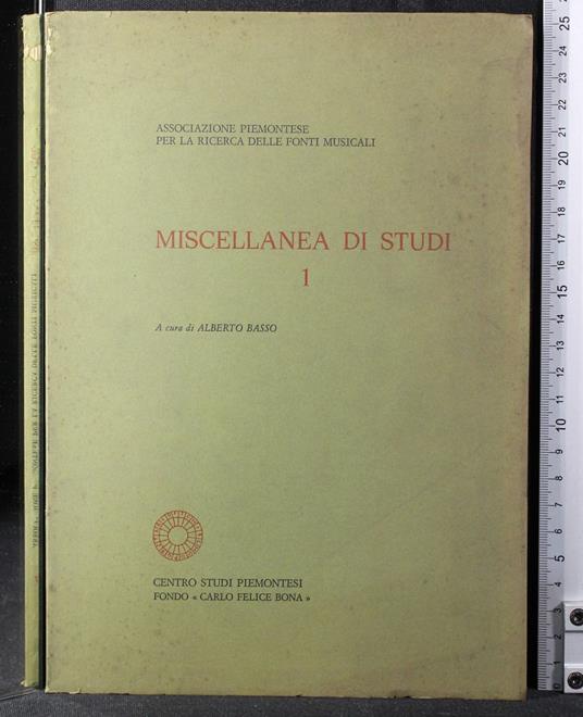 Miscellanea di studi 1 - Alberto Basso - copertina