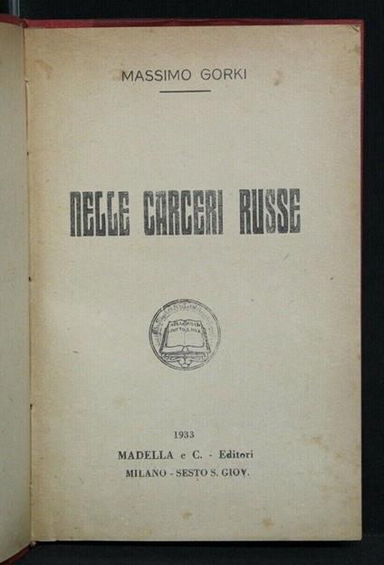 Nelle Carceri Russe - Maksim Gorkij - copertina