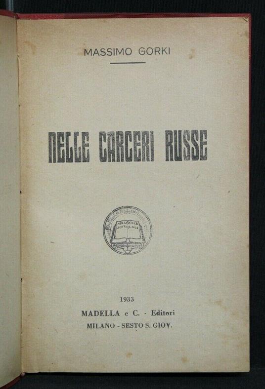 Nelle Carceri Russe - Maksim Gorkij - copertina