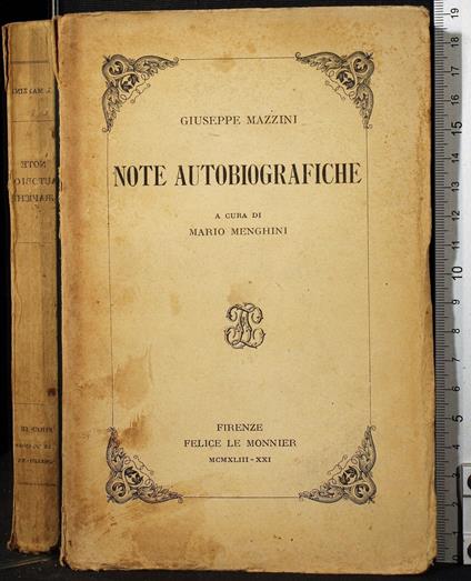 Note autobiografiche - Giuseppe Mazzini - copertina