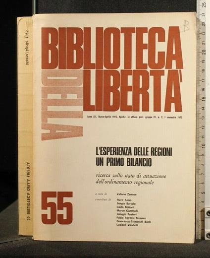 Biblioteca Della Libertà 55 Marzo-Aprile 1975 - Valerio Zanone - copertina
