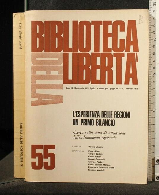 Biblioteca Della Libertà 55 Marzo-Aprile 1975 - Valerio Zanone - copertina