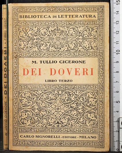 Dei doveri. Libro Terzo - M. Tullio Cicerone - copertina