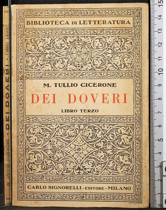 Dei doveri. Libro Terzo - M. Tullio Cicerone - copertina