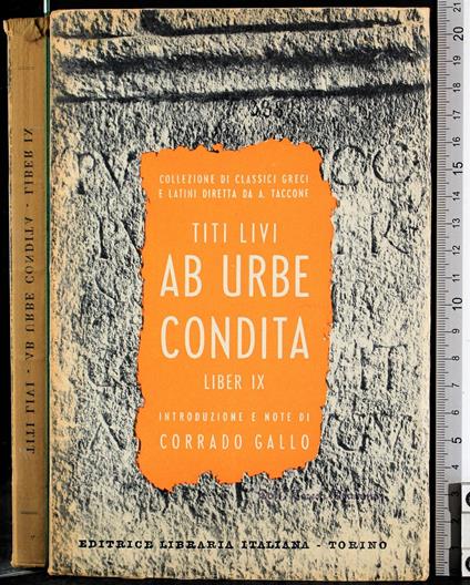 Ab urbe condita. Liber IX - Tito Livio - copertina