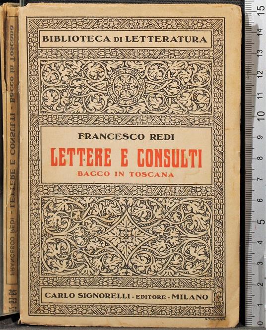 Lettere e consulti. Bacco in Toscana - Francesco Redi - copertina