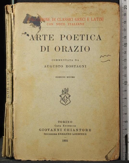 Arte poetica Orazio - Augusto Rostagni - copertina