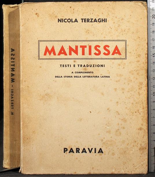 Mantissa. Testi e traduzioni - Nicola Terzaghi - copertina