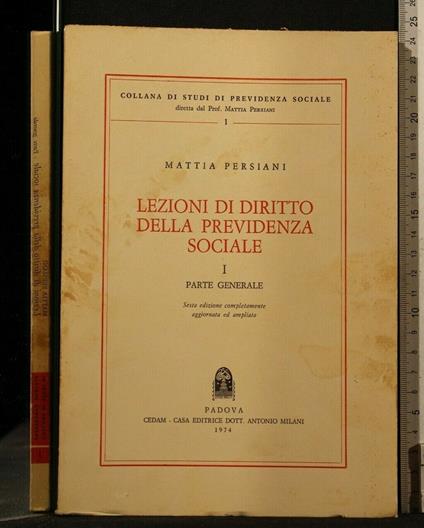 Lezioni di Diritto Della Previdenza Sociale Vol 1 - Mattia Persiani - copertina