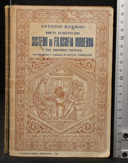 Breve schizzo dei sistemi di filosofia moderna. - Antonio Rosmini - copertina