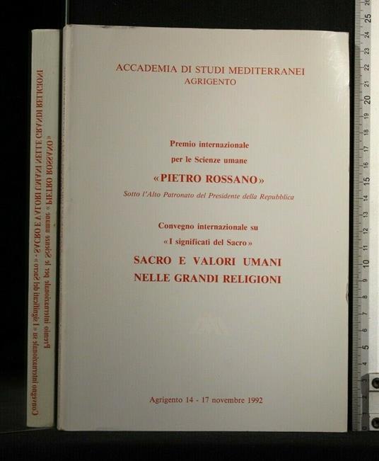 Convegno Internazionale su <> Sacro e Valori Umani Nelle Grandi - Pietro Rossano - copertina