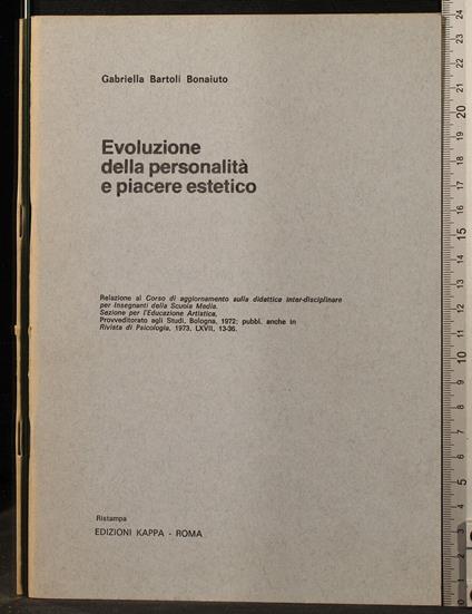 Evoluzione Della Personalità e Piacere - Domenico Bartoli - copertina