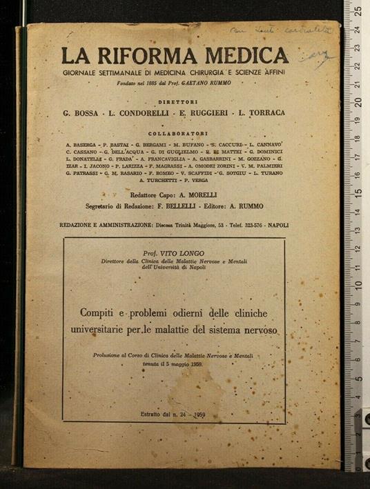 La Riforma Medica Compiti e Problemi per Le Malattie Del Sistema - Alessandro Longo - copertina