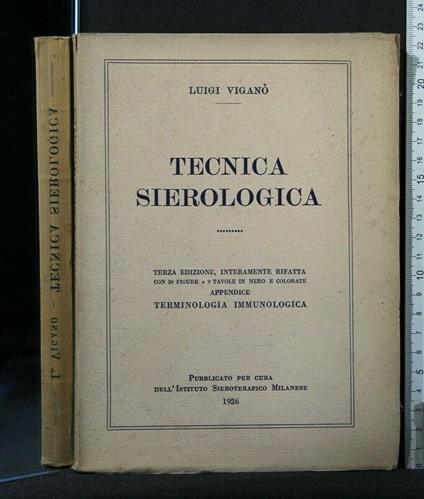 Tecnica Sierologica - Luigi Viganò - copertina
