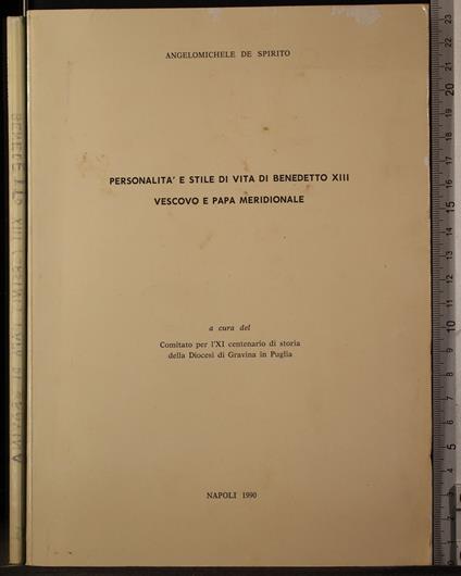 Personalità e stile di vita di benedetto XIII v. - Personalità e stile di vita di benedetto XIII v. di: De Spirito - copertina
