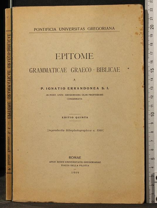 Epitome. Garmmaticae - Epitome. Garmmaticae di: Errandonea - copertina