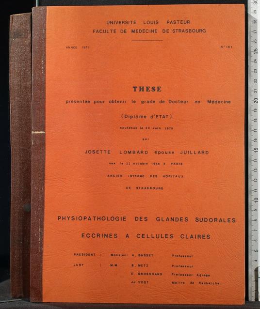 These. Physiopathologie Des Glandes Sudorales - These. Physiopathologie Des Glandes Sudorales di: Lombard - copertina