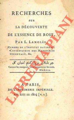 Recherches sur la decouverte de l'essence de rose - copertina