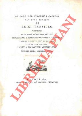 In lode del tingere i capelli - Luigi Tansillo - copertina