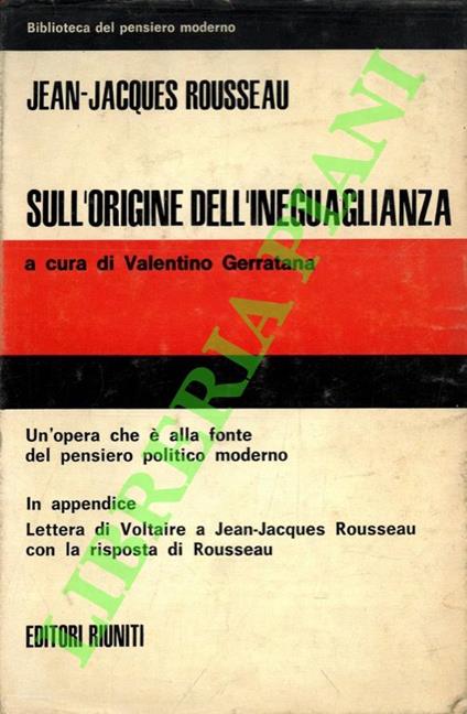 Sull'origine dell'ineguaglianza - Jean-Jacques Rousseau - copertina