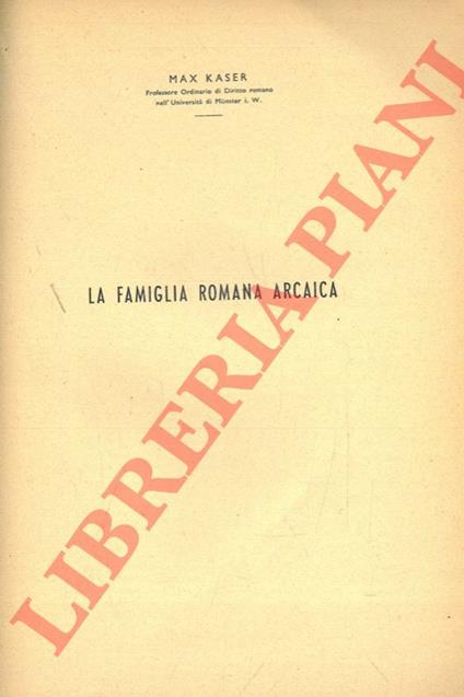 La famiglia romana arcaica - copertina