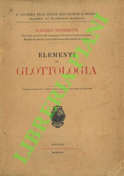 Elementi di glottologia - copertina