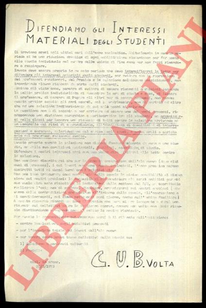 Difendiamo gli interessi materiali degli studenti - copertina