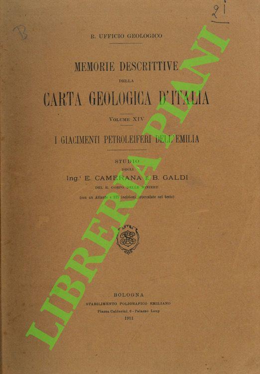 I giacimenti petroliferi dell'Emilia. Studio pubblicato per cura del R. Ufficio Geologico. + ATLANTE: Carte e sezioni geologiche - copertina