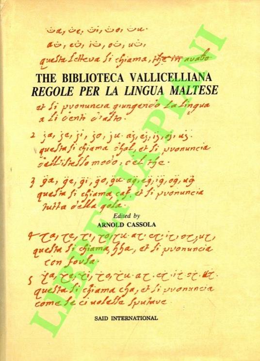 The Biblioteca Vallicelliana - Regole per la lingua maltese - copertina