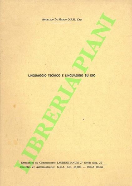 Linguaggio tecnico e linguaggio su Dio - copertina