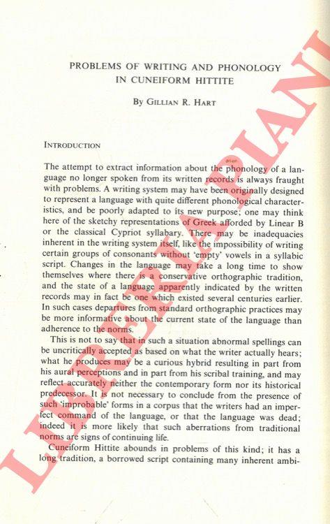 Problems of Writing and Phonology in Cuneiform Hittite - copertina