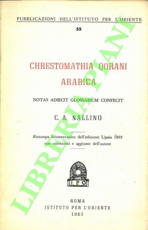 Chrestomathia Qorani Arabica. Notas Adiecit Glossarium Confecit - copertina