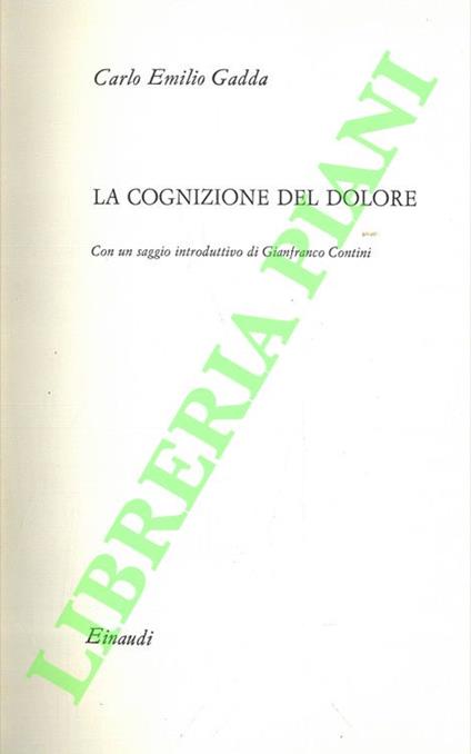 La cognizione del dolore - Carlo Emilio Gadda - copertina