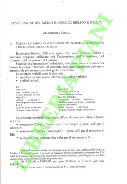 L' espressione del Medio in ebraico Biblico e Siriaco - copertina