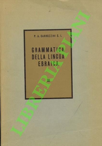 Grammatica della lingua ebraica - copertina