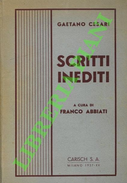 Scritti inediti - copertina