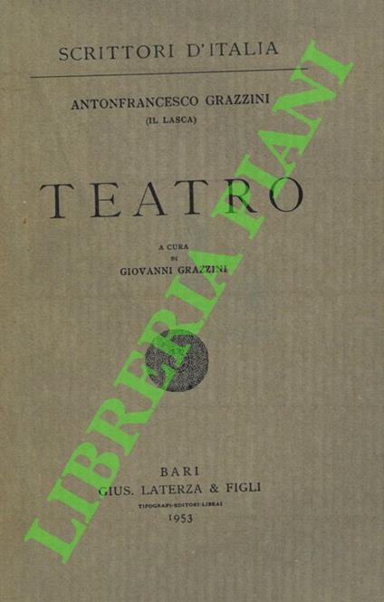 Teatro - Antonfrancesco Grazzini - copertina